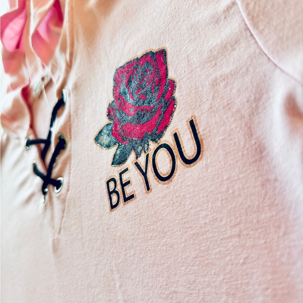 BEAUTEES Girls Pink Lace-Up Kids Hoodie Long Sleeve Tee Sporty T-shirt - Picture 7 of 14